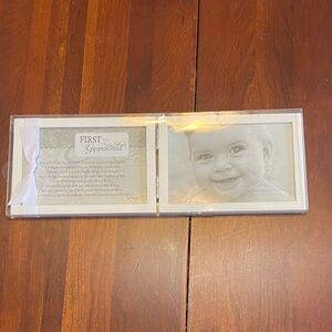 Double picture frame. 5 1/2 x 3 1/2 each side. First Grandchild. NWT